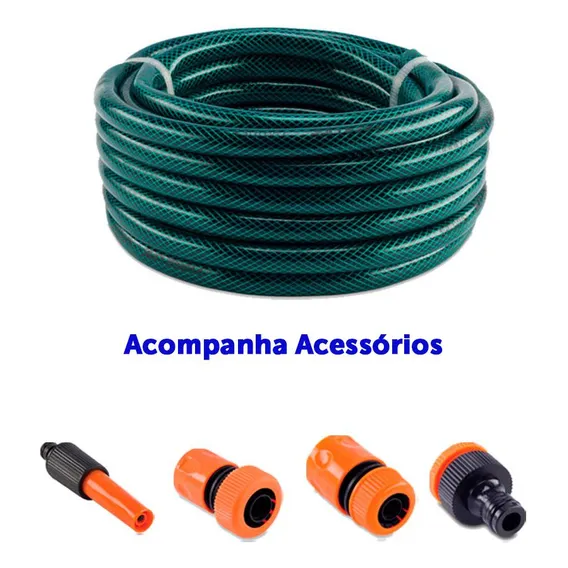 Mangueira Trancada 1/2 Vd 30m Engat+esguicho Forceline Cor Verde-escuro Foto 1