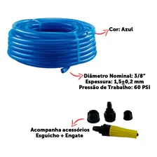Mangueira Trançada 20m Slim Azul Engate+esguicho Force Line Foto mini 2