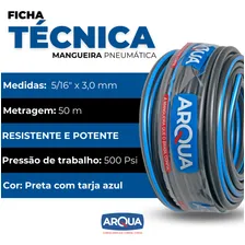 Mangueira Trançada Pneumática Pt500 Preta 5/16 X3,0mm 50m Cor Preto Foto mini 2