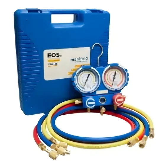 Manifold Gas R12 R22 R134 R404 Com Mangueira 1,5mt Eos Foto 1