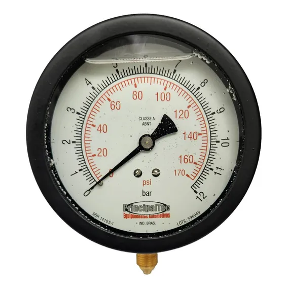 Manômetro 100/1 Reto Escala 12bar X 170 Psi C/ Glicerina Foto 1