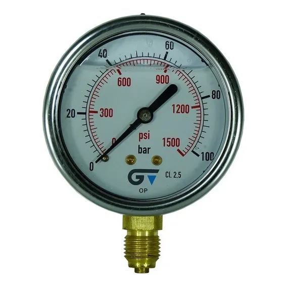 Manômetro Dn63mm 100 Bar / 1500 Psi Caixa Inox Glicerina 1/4 Foto 1