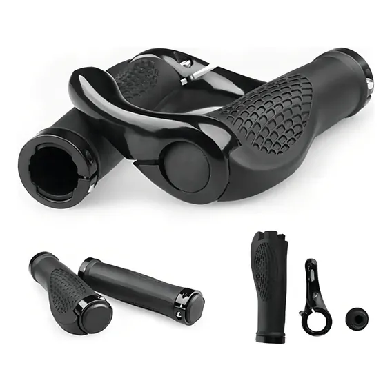 Manopla Anatômica Com Bar Ends Confort De Guidão Bicicleta Cor Preto Foto 1