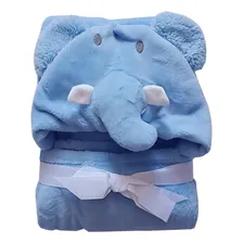 Manta Baby Jolitex Azul Com Capuz Bichinhos Foto  mini 1