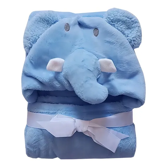 Manta Baby Jolitex Azul Com Capuz Bichinhos Foto 1