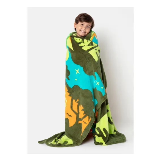 Manta Com Capuz Soft Dino Cor Verde Foto 1