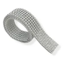 Manta De Strass Em Fita Tira 45x2cm Com 6 Linhas - Prateada Foto  mini 1