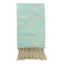 Manta Decorativa Jacquard Para Sofá 190x140cm Escolha Cor Tiffany Com Dourado Desenho Foto mini  2