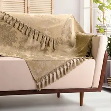 Manta Decorativa Sofá Jacquard Medalhão 3,00 X 2,00 Cor 85 - Bege Foto mini 1