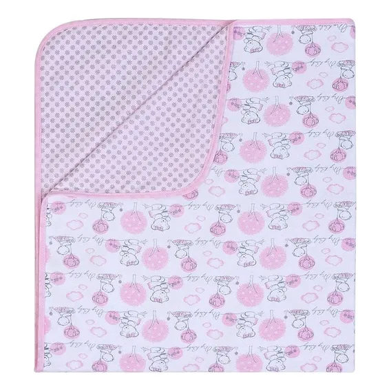 Manta Flanelada Dupla Face 90x80cm Compose Ursinha Rosa Papi Foto 1