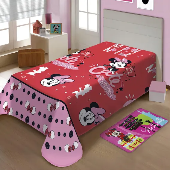 Manta Microfibra Soft Minnie Mouse Solteiro Ii Jolitex Foto 1