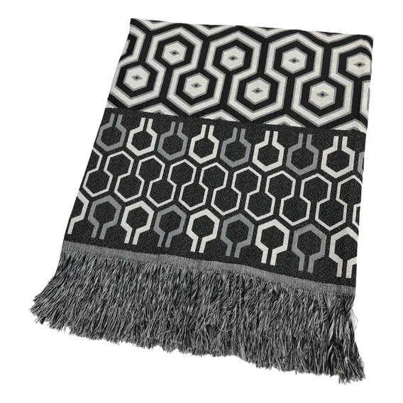 Manta Sofá Luxo Decorativa Dupla Face Jacquard 1,70x1,40m Cor Preto Foto 1