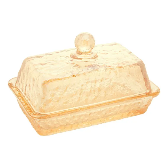 Manteigueira Vidro Cristal Com Tampa Porta Manteiga Pates Cor Manteigueira Cristal Âmbar Foto 1