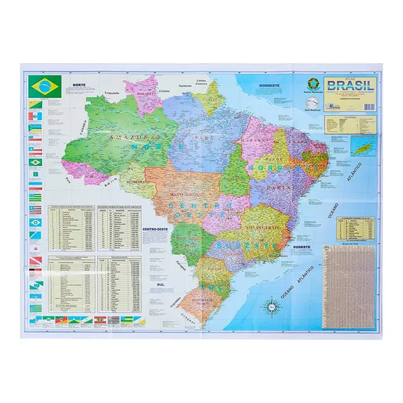 Mapa Brasil Político Estatístico Rodoviário Atualizado Foto 1