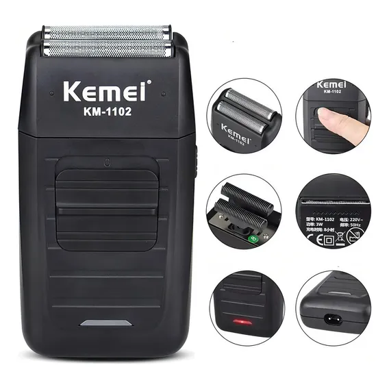Maquina Barbeador Maquininha Shaver Km-1102 Bivolt Cor Preto 220v Foto 1