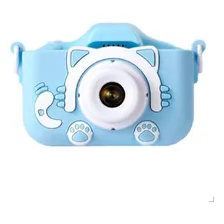 Maquina Câmera Fotográfica Infantil Gatinho Tira Foto Azul Foto  mini 1