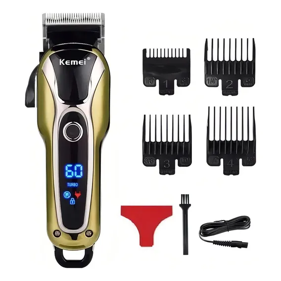 Máquina Cortar Cabelo Kemei Profissional S/fio Recarregável Cor Profissional Km-pg1990a 110v/220v Foto 1