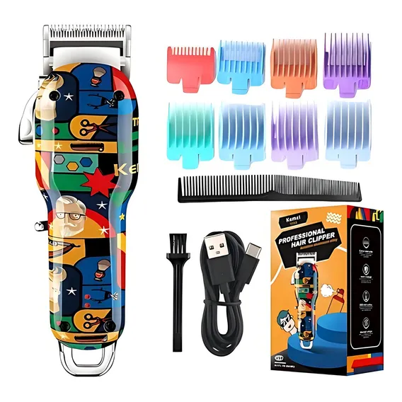 Máquina Cortar Cabelo Profissional Kemei Acabamento Sem Fio Foto 1