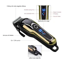 Maquina Cortar Cabelo Sem Fio Turbo Profissional Kemei Foto mini 3