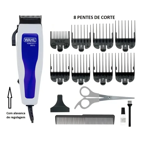 Máquina De Cortar Cabelo Wahl Homecut Basic 14 Peças 127v Cor Azul 110V Foto 1