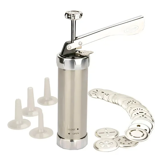 Máquina P/ Biscoito Biscoiteira/ Decoração Bolo Cookie Press Cor Prateado Foto 1