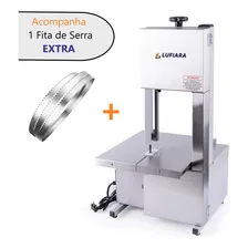 Máquina Serra Fita De Bancada + Serra Extra - Bivolt - Para Cortar Carne Osso Peixe Congelados - Para Açougue Mercearia - Inox - Marca Lufiara Foto mini 2
