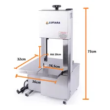 Máquina Serra Fita De Bancada + Serra Extra - Bivolt - Para Cortar Carne Osso Peixe Congelados - Para Açougue Mercearia - Inox - Marca Lufiara Foto mini 3