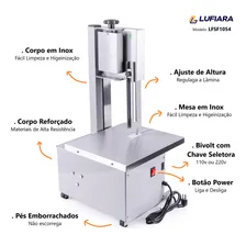 Máquina Serra Fita De Bancada + Serra Extra - Bivolt - Para Cortar Carne Osso Peixe Congelados - Para Açougue Mercearia - Inox - Marca Lufiara Foto mini 4