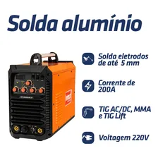 Máquina Solda Inversora Tig Aluminio 200a 220v Intechmachine Cor Laranja Foto mini 4