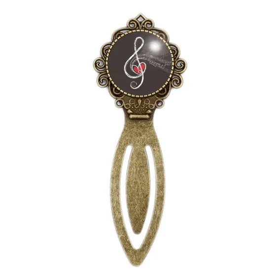 Marca Página Clave De Sol Símbolo Da Partitura Musical Cor Bronze M38a Foto 1