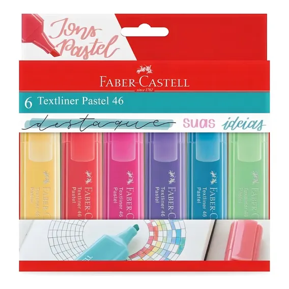 Marca Texto 6 Cores Pastel 46 Faber-castell Foto 1
