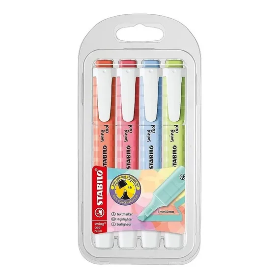 Marca-texto Stabilo Swing Cool Pastel - Estojo C/ 4 Unidades Foto 1