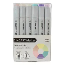 Marcador Artistico Ponta Dupla Tons Pastéis Sinoart Marker Foto  mini 1