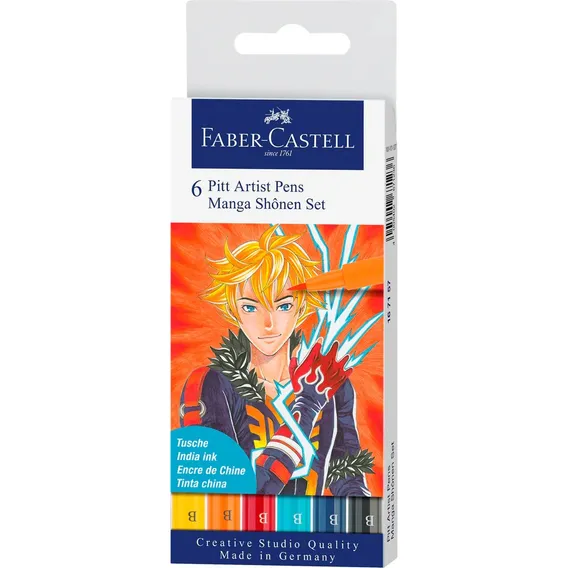 Marcador Faber Castell Pitt Manga Shonen X6 Marcadores Brush Foto 1