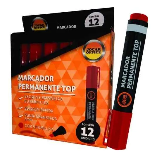 Marcador Permanente Top Vermelho Cx12 Jocar Office Foto 1