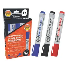 Marcador Pincel Para Quadro Branco Recarregável Caixa C/ 12 Cor Preto Foto mini 1