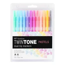 Marcadores Tombow 12 Cores Tons Pastel Twintone Cor tons pasteis Foto  mini 1