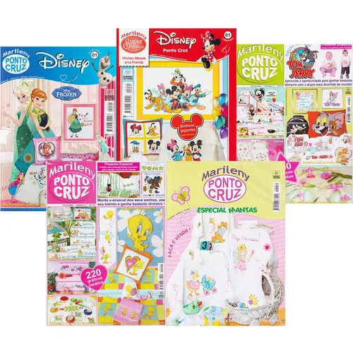 Marileny Ponto Cruz Kit 5 Revista Ponto Cruz Tema Infantil Disney Anime Foto 1