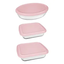 Marinex Assadeiras conjunto 3 peças com tampa rosa Foto mini 1