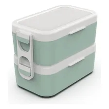 Marmita Bento Box Dupla 1200 Com Talheres Trava Lancheira Cor Branco Foto mini 2