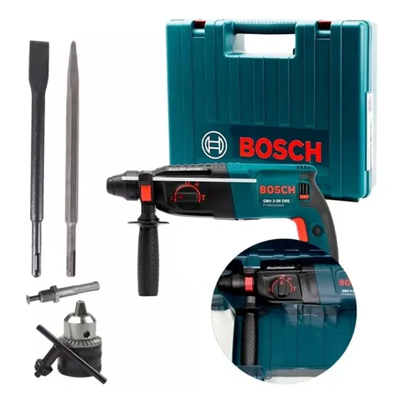 Martelete Combinado Sds 800w Gbh 2-26 Bosch +kit Completo Foto 1