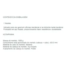 Martelo Bola 1 Kilo Com Cabo Em Madeira Profissional 1020555 Foto mini 3