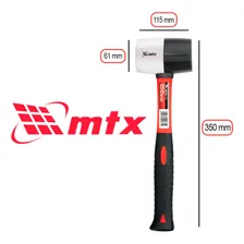Martelo Borracha Preto E Branco Com Cabo Em Fibra 680g - Mtx Foto mini  2