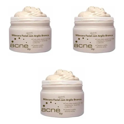 Máscara Argila Branca Acne 3 Unidades Foto 1