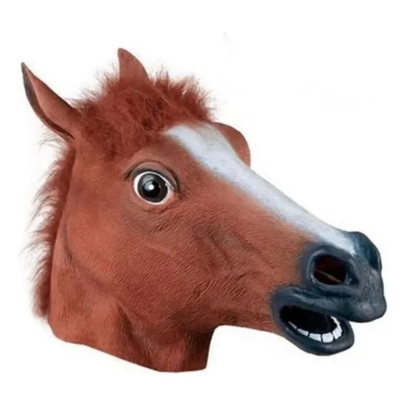 Máscara Cabeça Cavalo Fantasia Carnaval Halloween Cosplay Cor Marrom Foto 1