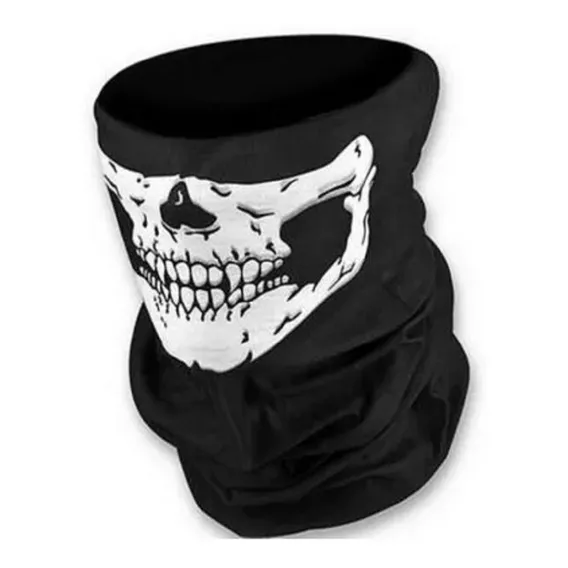 Máscara Caveira Motoqueiro Paintball Airsoft Bandana Queixo Cor Preta Foto 1