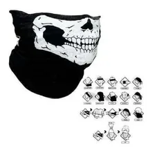 Máscara Caveira Motoqueiro Paintball Airsoft Bandana Queixo Cor Preta Foto mini 2