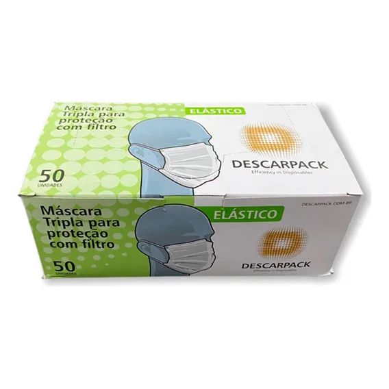 Máscara cirúrgica descartável Tripla Descarpack c/50 anvisa Foto 1