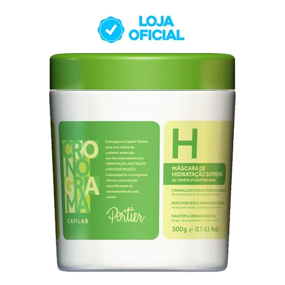 Máscara Creme Cronograma Capilar Hidratação Portier 500g Foto 1