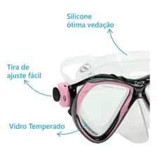Máscara De Mergulho Fun Dive - Silicone E Vidros Temperados Cor Transp / Rosa Foto mini 2